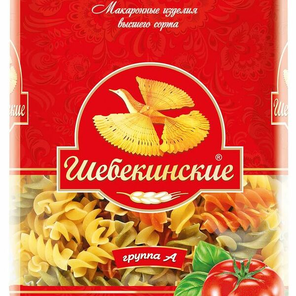 Макароны Шебекинские №366.5 Спирали Три цвета из твердых сортов пшеницы 450г