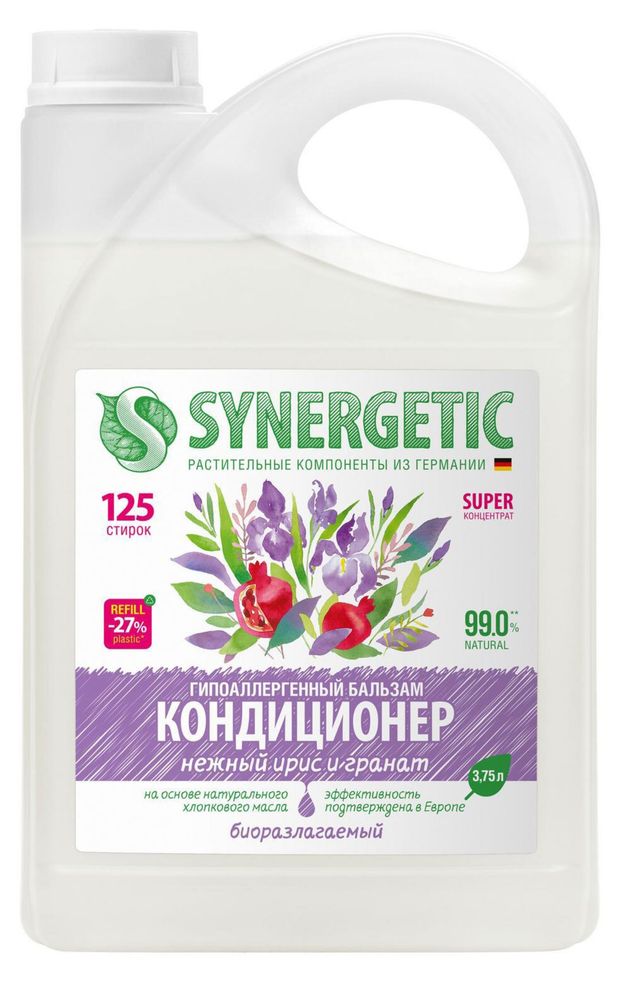 

Кондиционер-бальзам для белья Synergetic нежный ирис и гранат 3.75 л