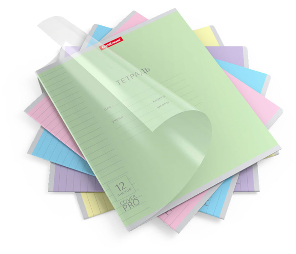 Тетрадь Erich Krause однотонная с обложкой в линейку, 12 л в ассортименте