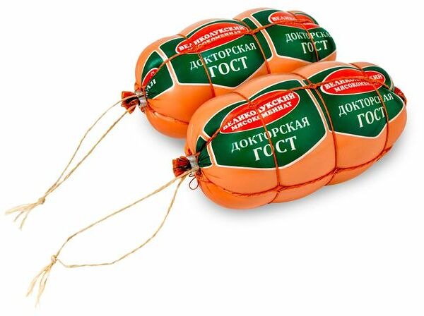 Колбаса вареная Великолукский мясокомбинат Докторская ГОСТ в обвязке, 500г