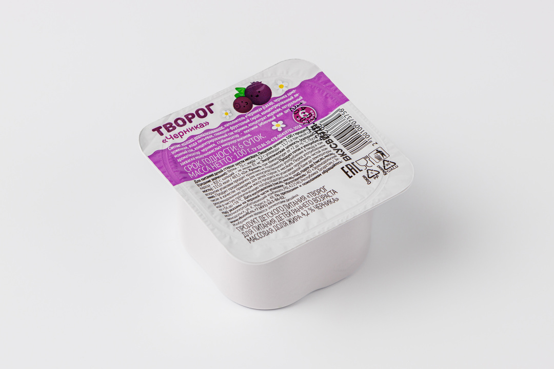 

Творог детский ВкусВилл "Черника" 4,2% 100 г