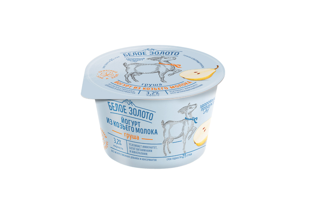 

Йогурт из козьего молока Белое золото с фруктово-ягодным наполнителем Груша 3,2% 150 г