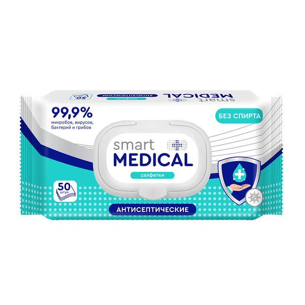 Салфетки влажные Smart Мedical дезинфицирующие со спиртом 50шт