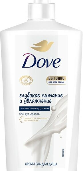 Крем-гель для душа Dove Глубокое питание и увлажнение для всей семьи бессульфатный 610мл