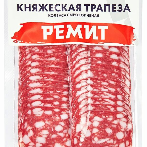 Колбаса сырокопчёная Княжеская трапеза Ремит нарезка, 100г
