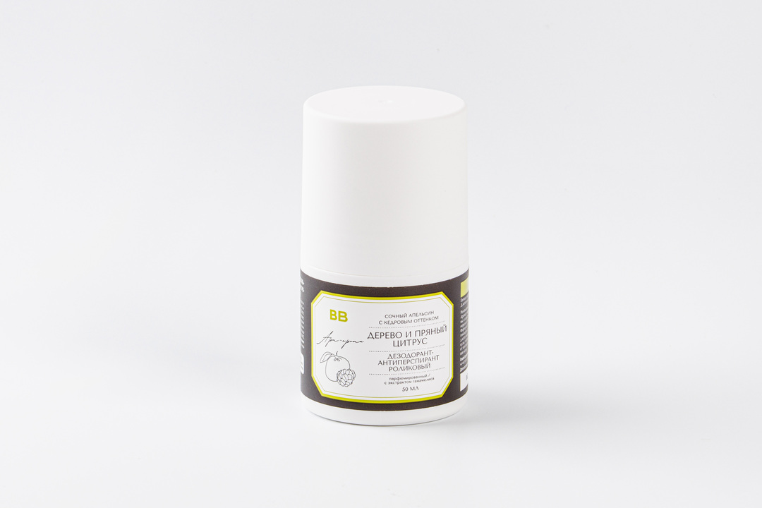 

Дезодорант-антиперспирант ВкусВилл роликовый парфюмированный "Дерево и пряный цитрус" 50 мл