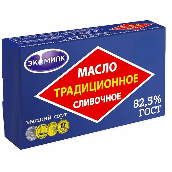 Масло сливочное Экомилк Традиционное 82.5% 160 г