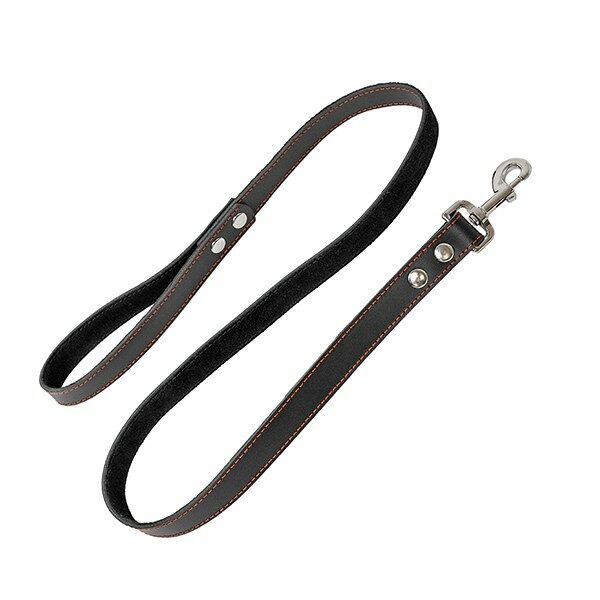 HOMEPET поводок кожаный 20ммх120см простой двойной простроченный (натур.кожа-2слоя)