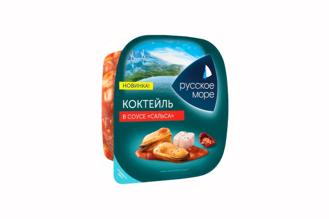 

Салат Русское море из коктейля морепродуктов в соусе сальса 150 г