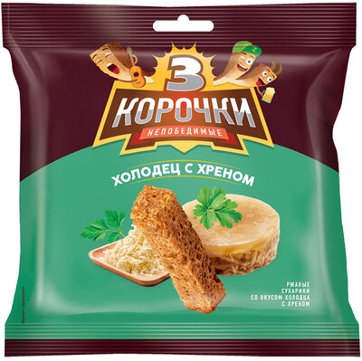 Сухарики Три корочки ржаные холодец с хреном 40 г