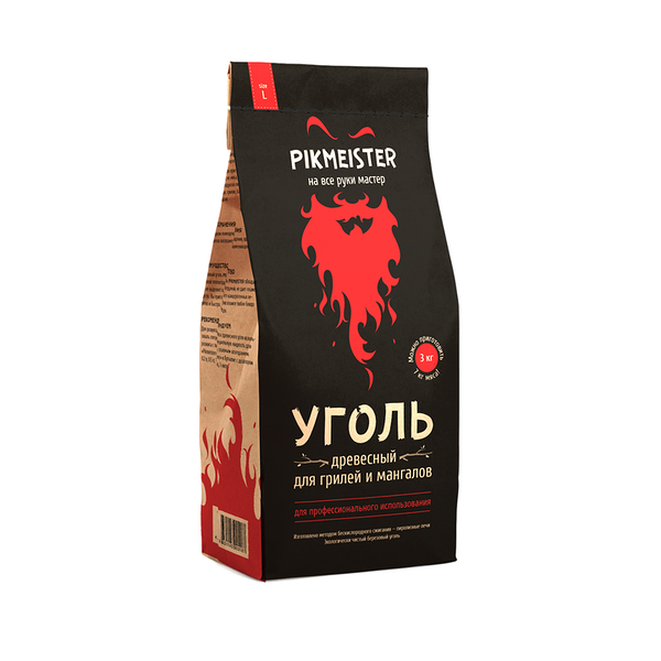 Уголь древесный Pikmeister для грилей и мангалов 3 кг