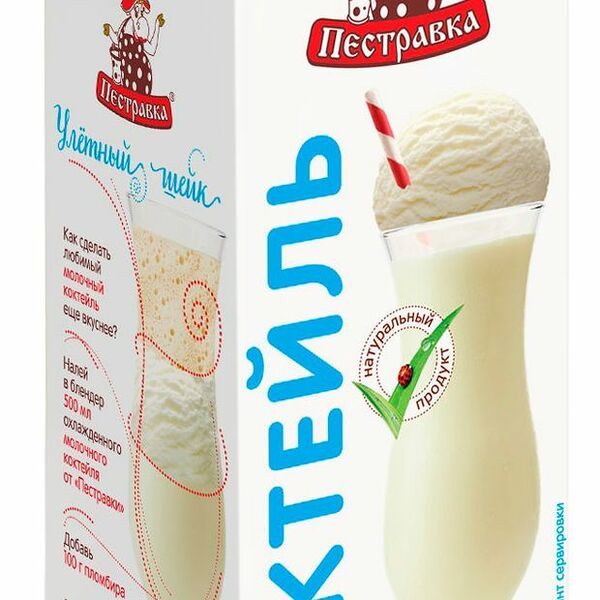 Коктейль молочный Пестравка с ванилью 2%, без змж, 1л