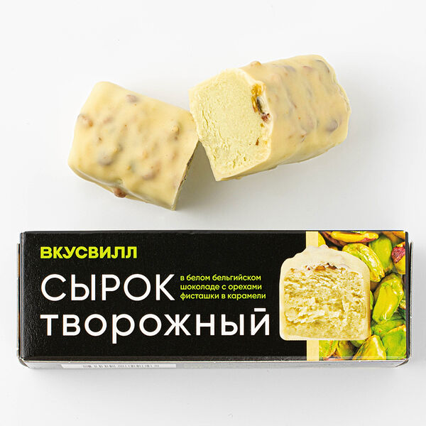Сырок творожный с фисташкой в белом шоколаде 26%