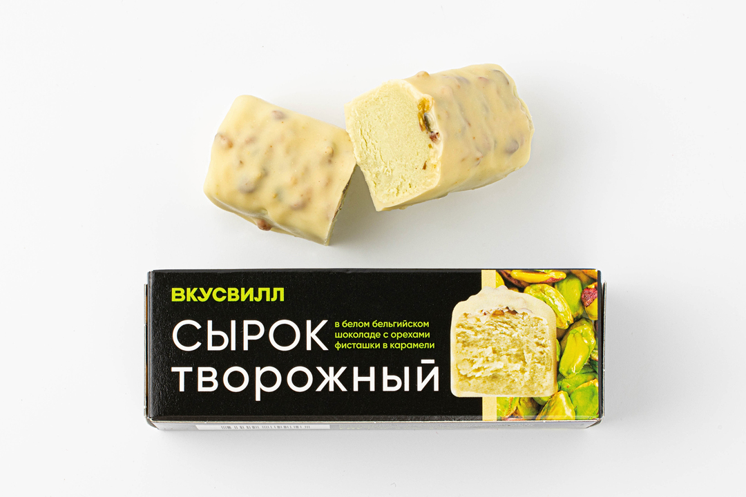 

Сырок творожный ВкусВилл с фисташкой в белом шоколаде 26%, 50 г
