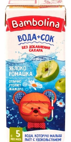 Напиток Bambolina яблочный сокосодержащий с экстрактом ромашки от 5 месяцев 200мл