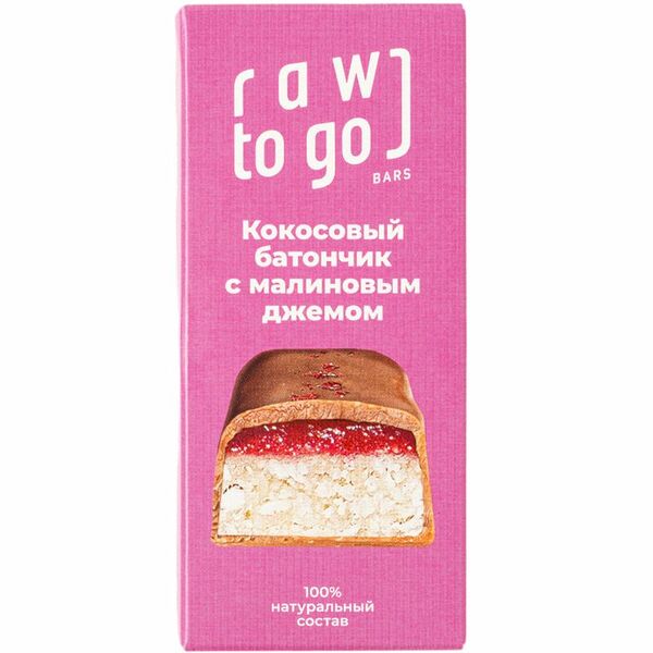 Батончик Raw To Go кокосовый с малиной 45 г