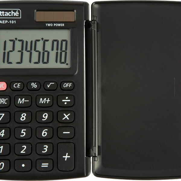 Калькулятор карманный с крышк. Attache, AEP-101,8р,дв.пит.,черн