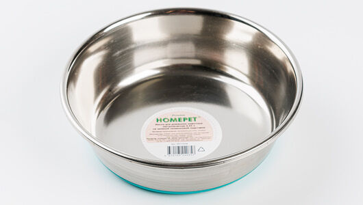 HOMEPET Premium Миска для домашних животных металлическая на зеленой силиконовой подставке 0,45л