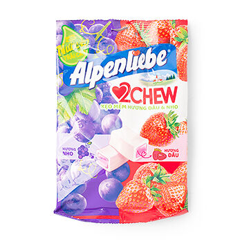 Жевательные конфеты Alpenliebe 2 CHEW Микс со вкусом клубники и винограда, 84г, Вьетнам