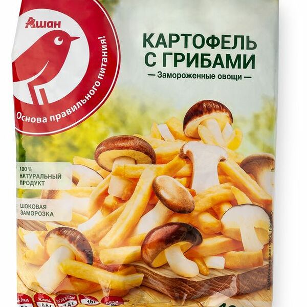 Смесь овощная АШАН Красная птица Картофель с грибами замороженная