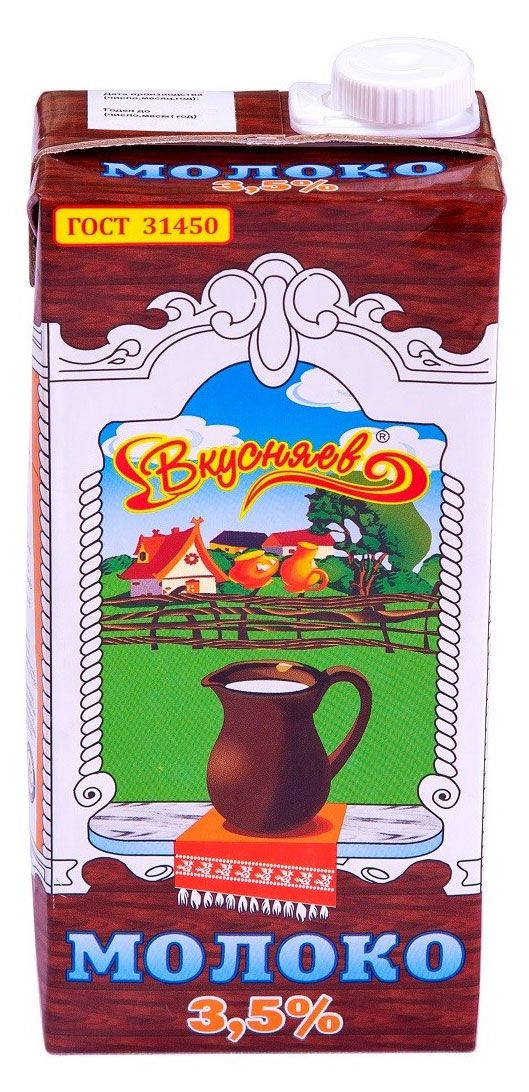 

Молоко ультрапастеризованное питьевое Вкусняев стерилизованное 3.5% БЗМЖ 1 л