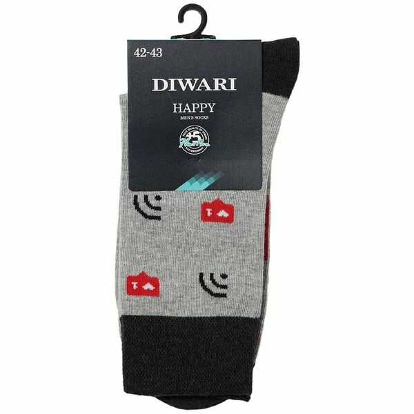 Носки мужские хлопковые DiWaRi Happy 189 «Rabbits» р.27 1 пара