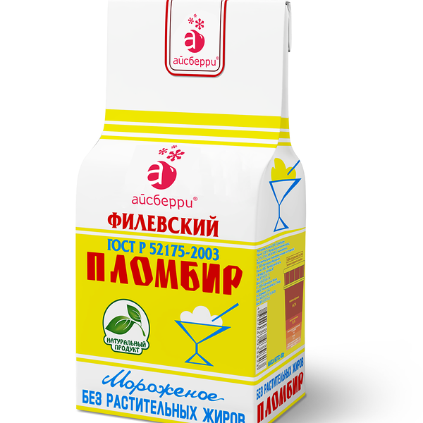 Мороженое Филевский пломбир ваниль брикет 12% (Айсберри) 450г