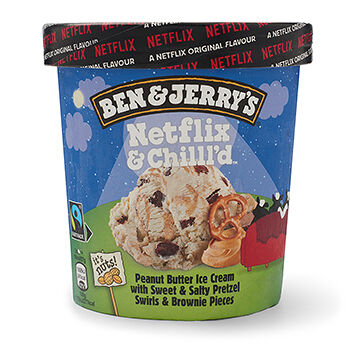 Мороженое Netflix & Chill'd арахисовое со сладко-солёными крендельками и кусочками брауни, Ben & Jerry's