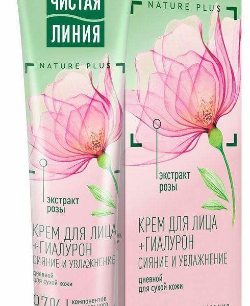 Дневной крем для лица Чистая Линия Основной уход с гиалуроном и экстрактом розы 40 мл