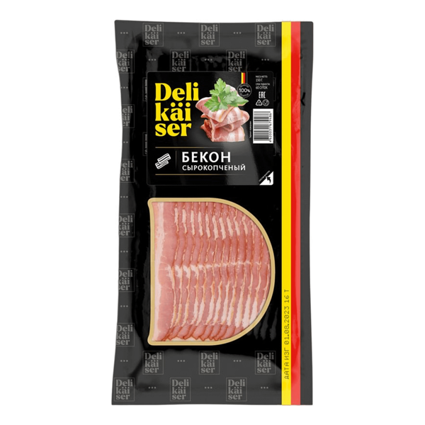 Бекон Delikaiser из свинины сырокопченый нарезка 150 г