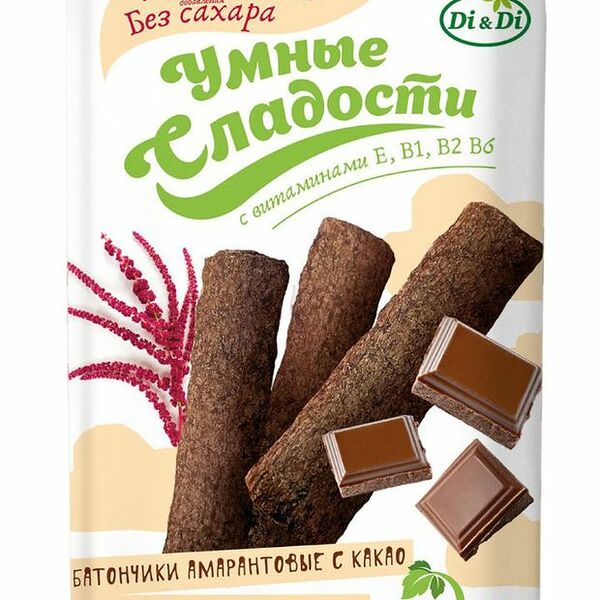 Батончики амарантовые Умные сладости с какао и шоколадной начинкой, 90 г