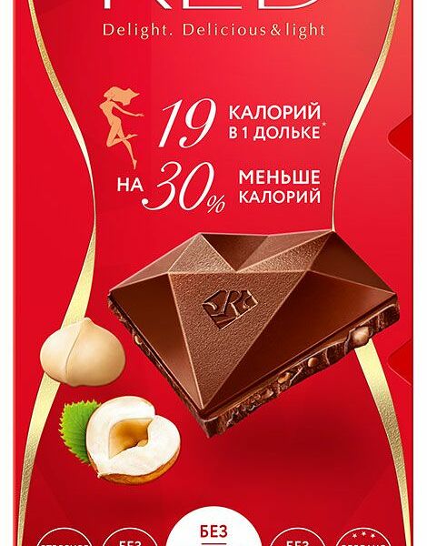 Шоколад молочный RED Фундук и макадамия, без сахара, 85г