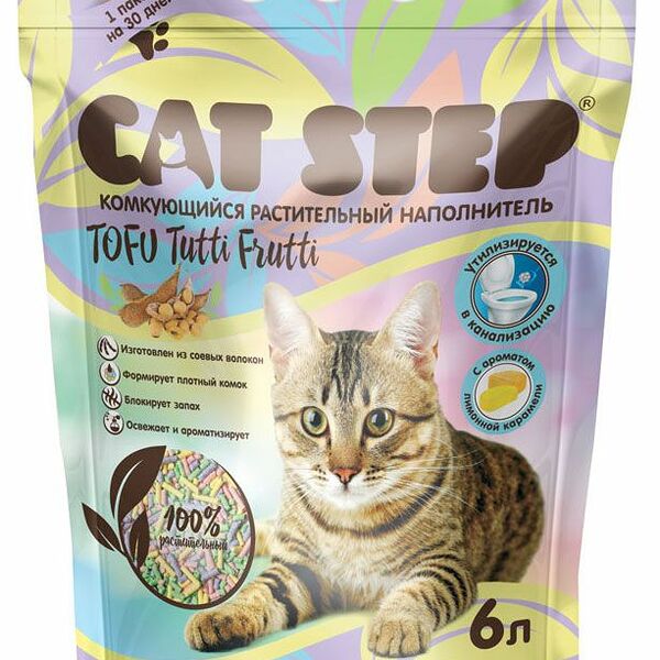 Наполнитель комкующийся растительный Cat Step Tofu Tutti Frutti 2.7 кг