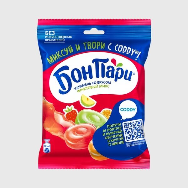 Леденцы Бон Пари Фруктовый микс 75г