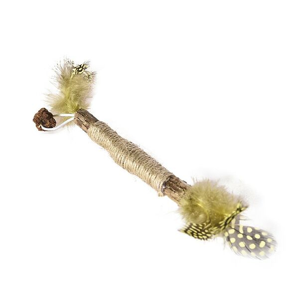Игрушка для кошек FOXIE Naturalness Палочка с перьями и мататаби 22х1,2 см