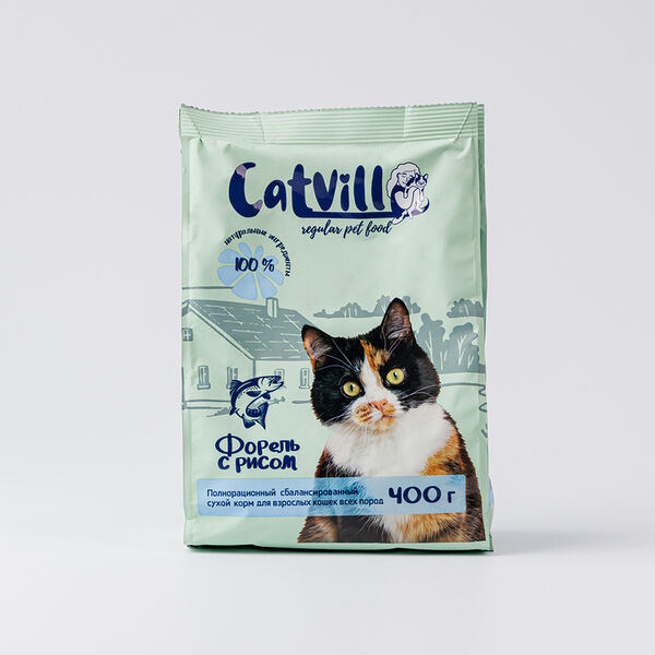 Корм сухой для кошек VILL Форель, рис, 400г
