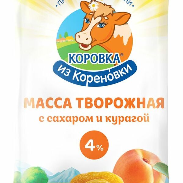 Масса творожная Коровка из Кореновки с курагой 4%