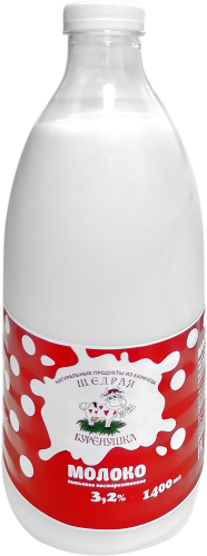 Молоко Щедрая Буренушка 3.2%, 1400мл