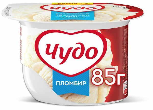 Десерт Воздушный Творожок Чудо, со вкусом пломбир 5.8%, 85 г