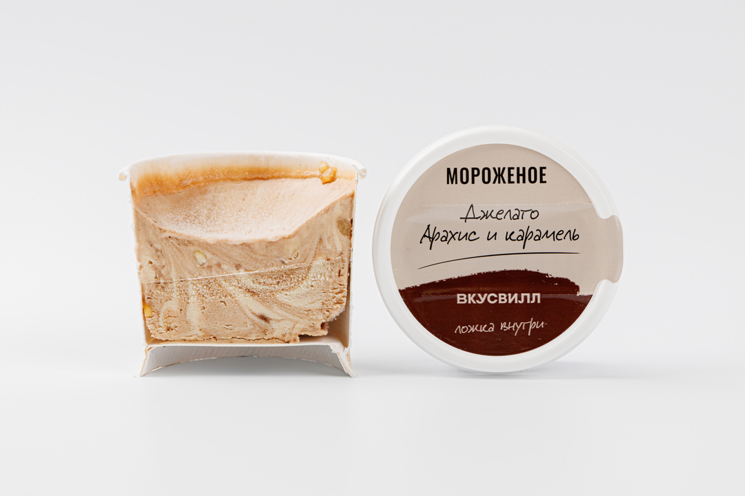 

Мороженое ВкусВилл Джелато Арахис и карамель 75 г