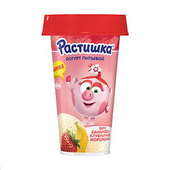 Йогурт питьевой Растишка со вкусом бананово-клубничного мороженого 2.8%