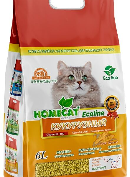 Наполнитель для кошачьего туалета Homecat Ecoline Кукурузный 6л
