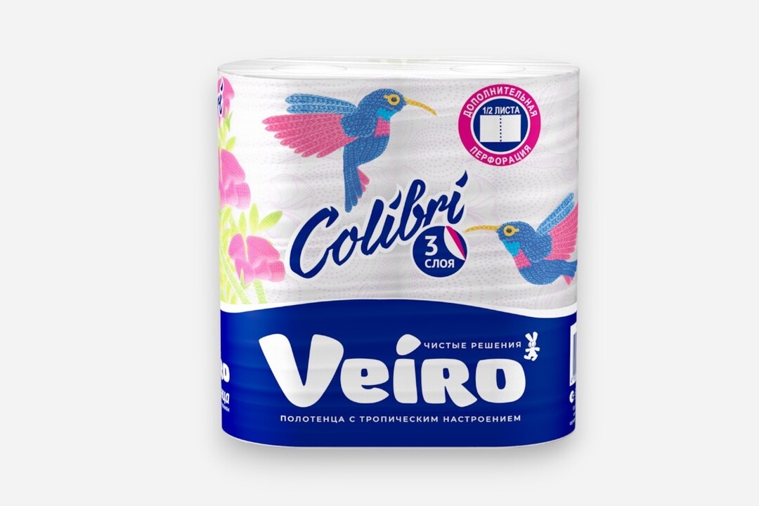 

Полотенца бумажные Veiro Colibri 3-слойные 2 рулона