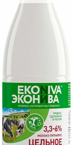 Молоко ЭкоНива пастеризованное 3.3-6% 1л