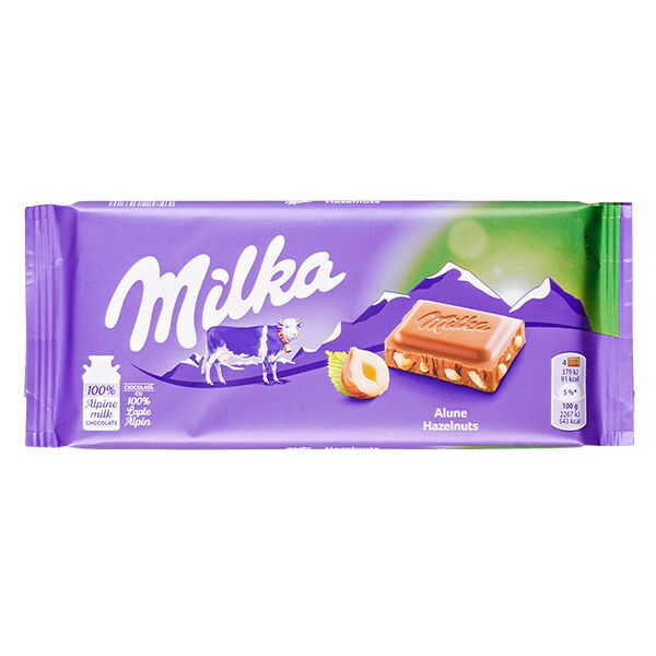 

Шоколад молочный Milka с кусочками лесного ореха 100 г