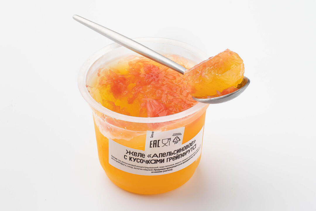 

Желе ВкусВилл Апельсиновое с кусочками грейпфрута 150 г