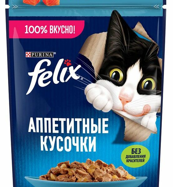 Влажный корм для кошек Felix Аппетитные кусочки с форелью, 75г