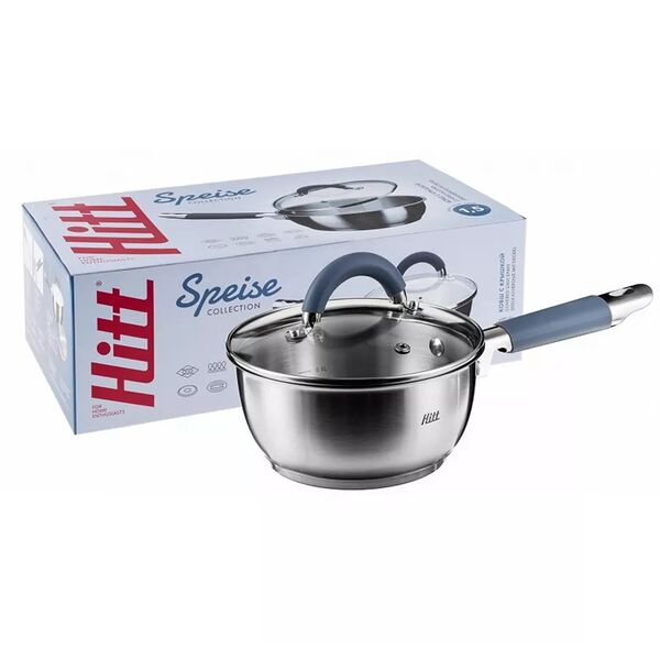 Ковш Hitt Spiese с крышкой нержавеющая сталь/стекло, 1,3 л