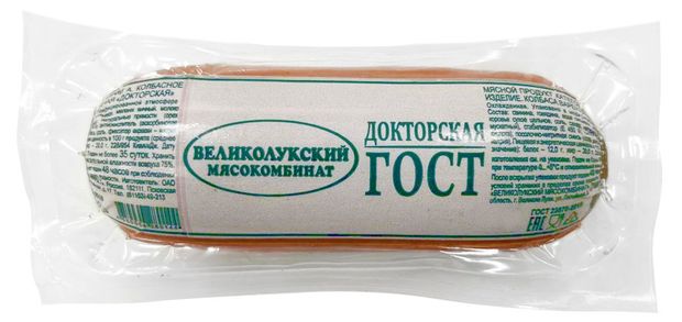 

Колбаса вареная докторская ГОСТ ТМ Великолукский мясокомбинат 400 г