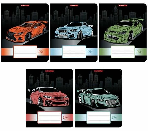 Тетрадь Academy Style Машины в линейку А5, 24 л, 1шт в ассортименте